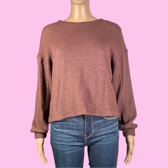 Banana Republic Factory Sweaters - Banana Republic Brown Drop Shoulder Waffle Knit Sweater Size Medium - "Lacie"